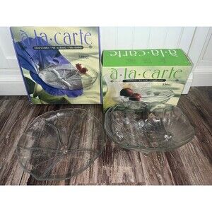 Vintage Libby Glass,A La Cart Platter Bowl Set, Jasmine & Morning Glory